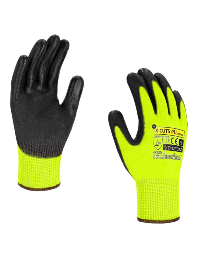 Cut-resistant gloves X-CUT5 PU YELLOW