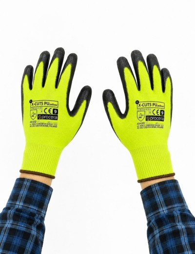 Cut-resistant gloves X-CUT5 PU YELLOW